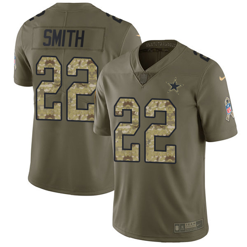 Nike Dallas Cowboys #22 Emmitt Smith Olive/Camo Men's Stitched NFL Limited 2017 Salute To Service Jersey