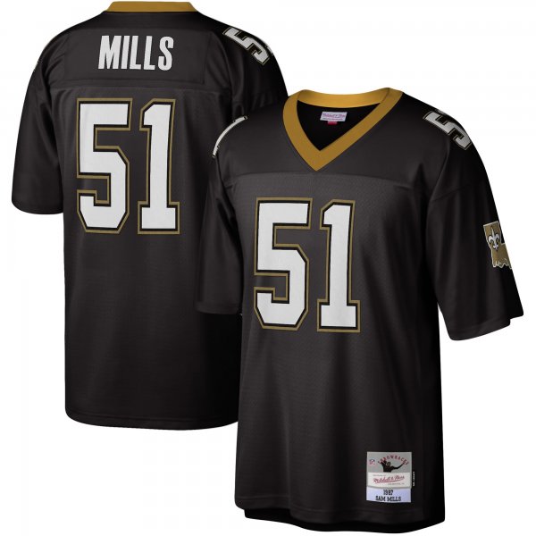 Men's New Orleans Saints Sam Mills Mitchell & Ness Black Legacy Replica Jersey