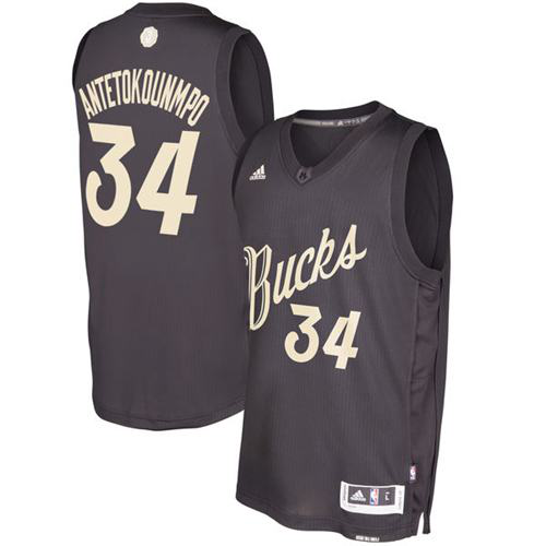 Men's Milwaukee Bucks #34 Giannis Antetokounmpo Black 2016-2017 Christmas Day Stitched NBA Jersey