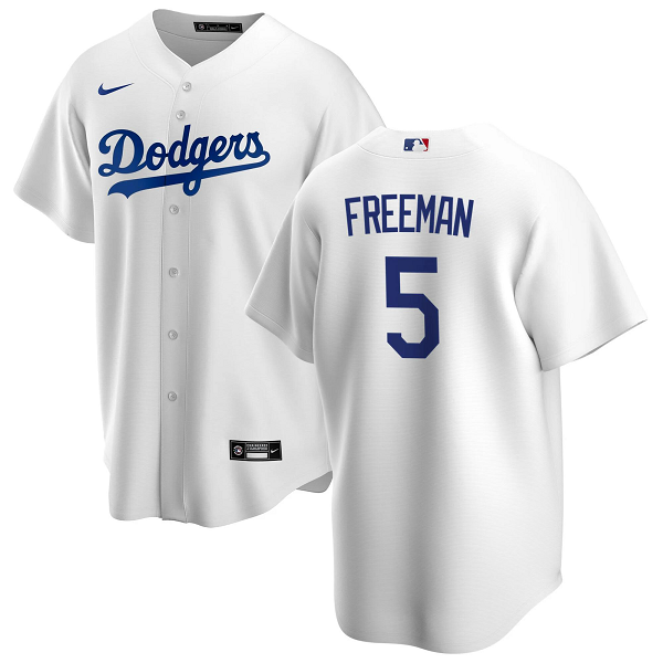 Men's Los Angeles Dodgers #5 Freddie Freeman Home Player White Jersey