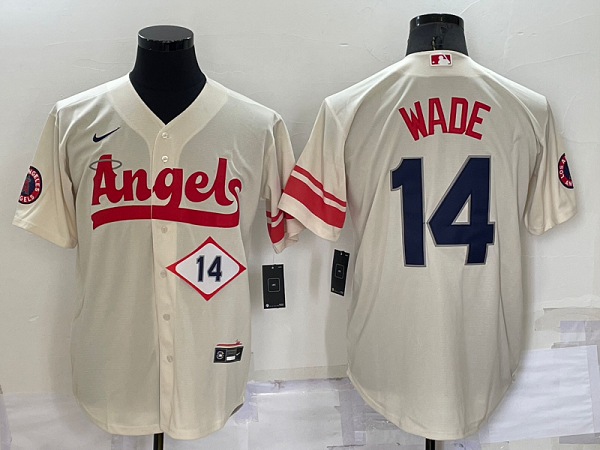 Men's Los Angeles Angels #14 Tyler Wade 2022 City Connect Cream MLB Cool Base Jersey