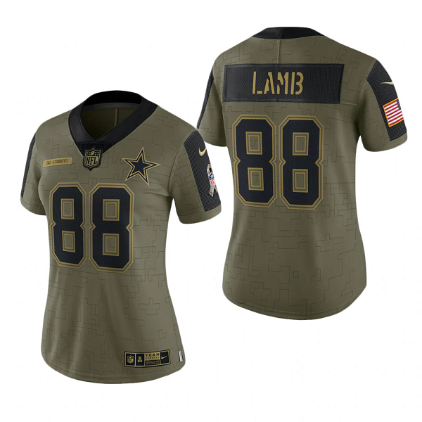 Women's Dallas Cowboys CeeDee Lamb Olive 2021 Salute To Service Limited NFL Jersey