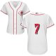 Women's Cincinnati Reds #7 Eugenio Suarez Home White Cool Base Majestic Baseball Only Number Jersey