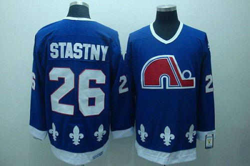 Quebec Nordiques #26 Peter Stastny Stitched CCM Throwback blue NHL Jersey