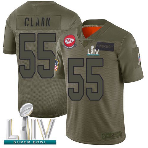 Kansas City Chiefs #55 Frank Clark Camo Super Bowl LIV Bound Men's Stitched NFL Limited 2019 Salute To Service Jersey