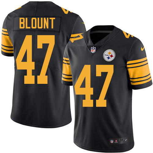 Men's Nike Pittsburgh Steelers #47 Mel Blount Black Stitched NFL Limited New Color Rush Jersey