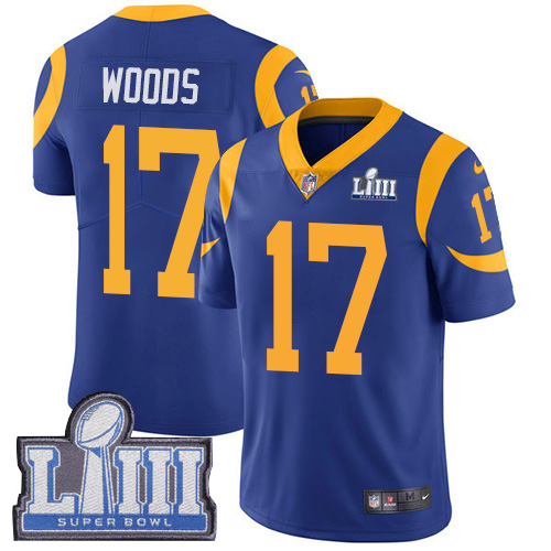 Nike Los Angeles Rams #17 Robert Woods Royal Blue Alternate Super Bowl LIII Bound Men's Stitched NFL Vapor Untouchable Limited Jersey