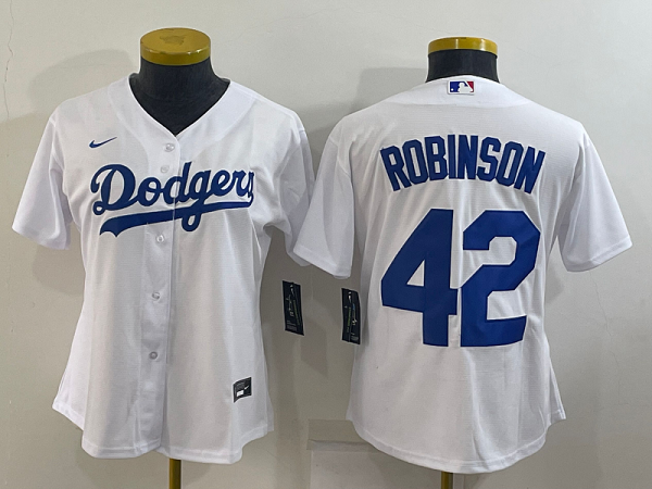 Women's Nike Los Angeles Dodgers #42 Jackie Robinson White MLB Cool Base Jersey