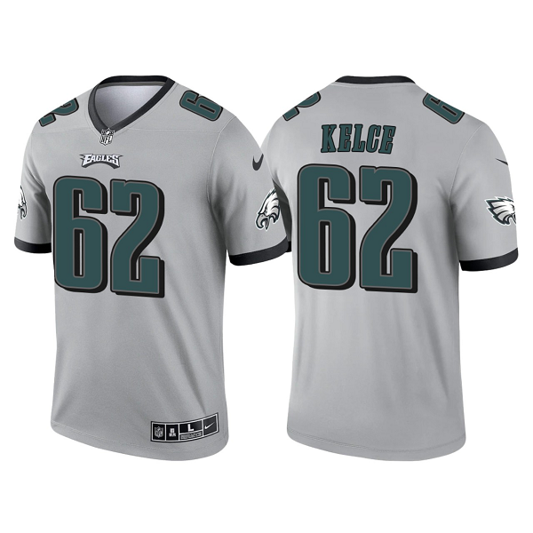 Men's Philadelphia Eagles #62 Jason Kelce Silver 2021 Limited NFL Jersey