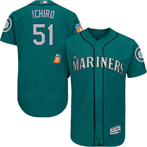 Seattle Mariners #51 Ichiro Suzuki Green Flexbase Collection Stitched MLB Jersey