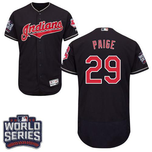 Cleveland Indians #29 Satchel Paige Navy Blue Flexbase Collection 2016 World Series Bound Stitched MLB Jersey