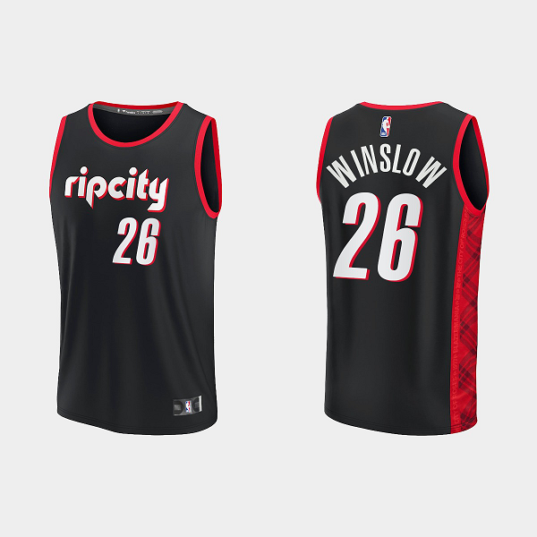 Men's Portland Trail Blazers #26 Justise Winslow Replica City Black NBA Jersey