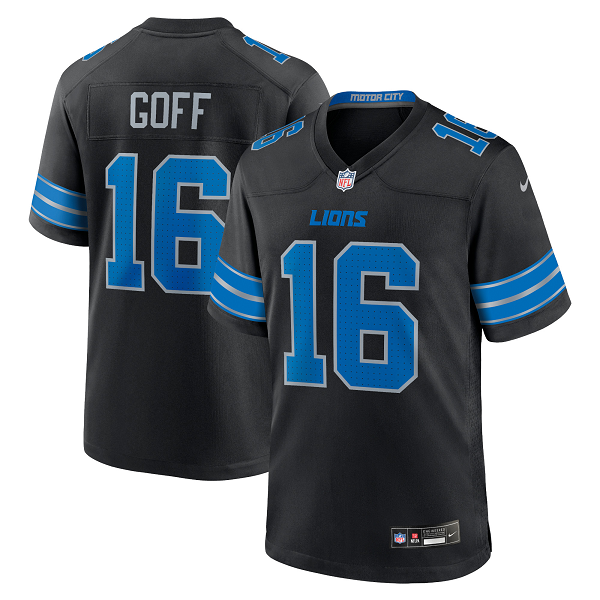 Men's Detroit Lions #16 Jared Goff Nike Black 2nd Alternate Limited Jersey