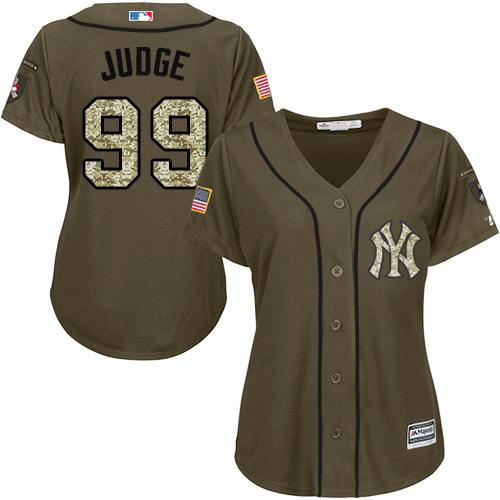 Women's New York Yankees #99 Aaron Judge Green Salute to ServiceStitched MLB Jersey