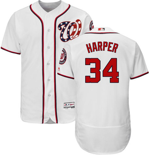 Washington Nationals #34 Bryce Harper White Flexbase Collection Stitched MLB Jersey