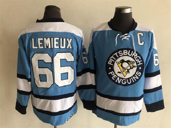 Men's Pittsburgh Penguins #66 Mario Lemieux Blue Throwback NHL Jersey