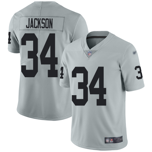 Las Vegas Raiders #34 Bo Jackson Silver Men's Stitched NFL Limited Inverted Legend Jersey