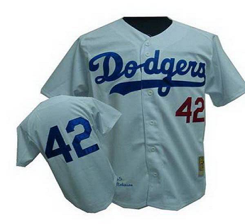 Mitchell And Ness Los Angeles Dodgers #42 Jackie Robinson Stitched White Throwback MLB Jersey