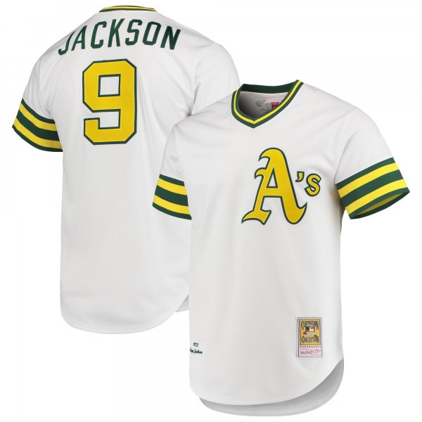 Men's Oakland Athletics Reggie Jackson Mitchell & Ness White 1972 Cooperstown Collection Jersey