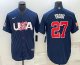 Men's USA Baseball #27 Mike Trout 2023 Navy World Baseball Classic Stitched Jerseys