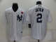 Men's Nike New York Yankees #2 Derek Jeter White Cool Base MLB Stitched Jersey