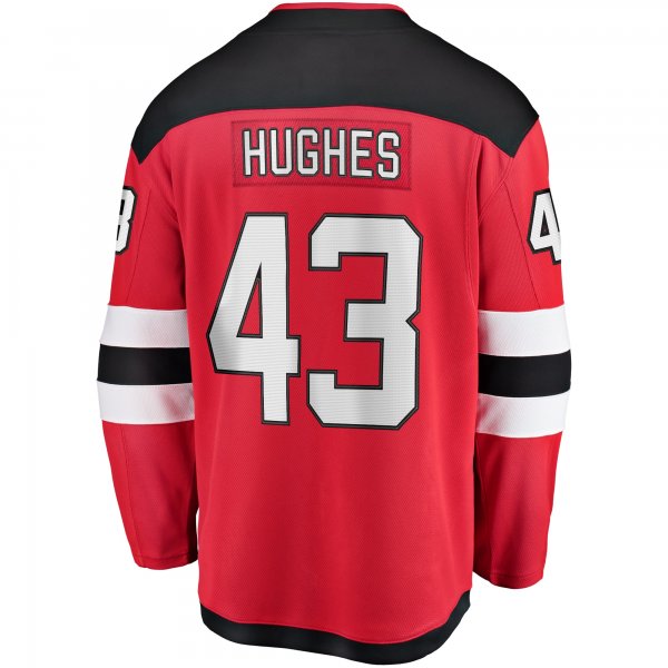 Men's New Jersey Devils Luke Hughes Fanatics Red Home Breakaway Player Jersey