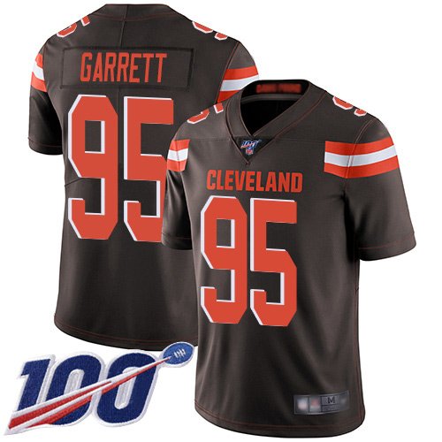 Cleveland Browns #95 Myles Garrett Brown Team Color Youth Stitched NFL 100th Season Vapor Limited Jersey