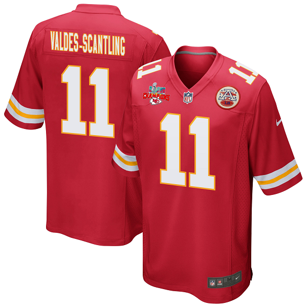 Marquez Valdes-Scantling #11 Kansas City Chiefs Super Bowl LVII Champions 3 Stars Men's Game Red NFL Jersey