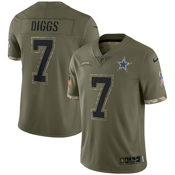 Men's Dallas Cowboys Trevon Diggs #7 Nike Olive 2022 Salute To Service Limited Jersey