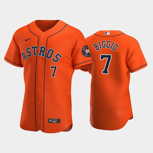 Men's Houston Astros #7 Craig Biggio 2020 Alternate Orange Flex Base MLB Jersey