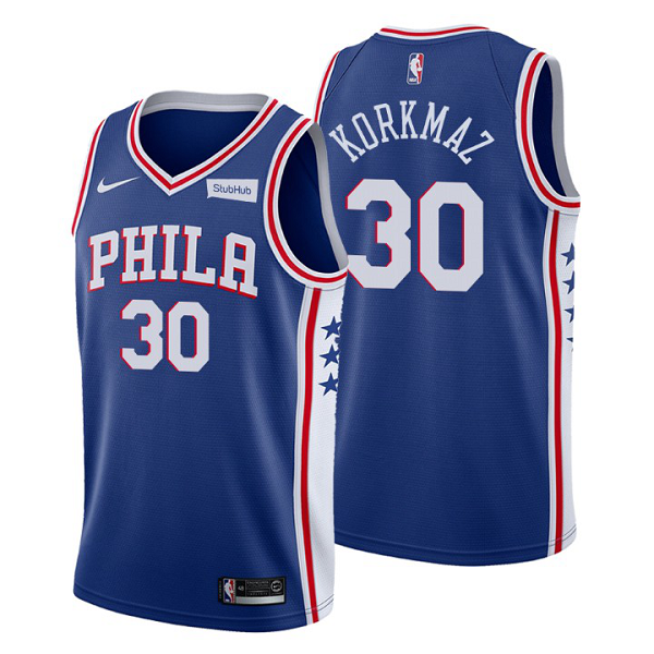 Men's Philadelphia 76ers #30 Furkan Korkmaz 2020-21 Blue Icon Edition NBA Jersey