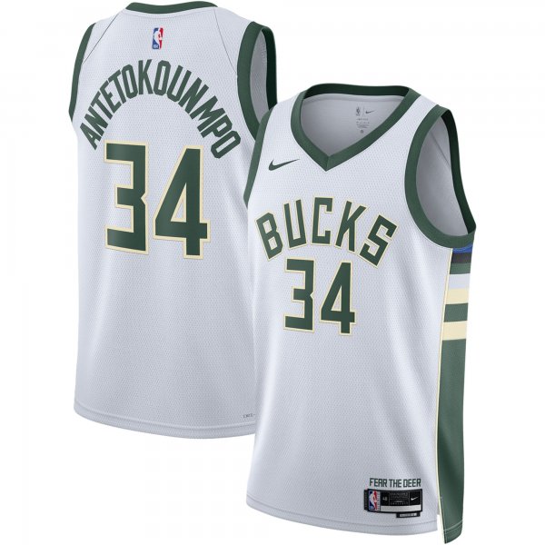 Unisex Milwaukee Bucks Giannis Antetokounmpo Nike White Swingman Jersey - Association Edition