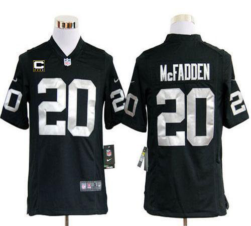 Nike Las Vegas Raiders #20 Darren McFadden Black Team Color With C Patch Men's Stitched NFL Game Jersey