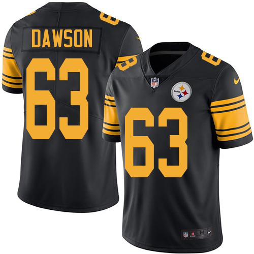 Nike Pittsburgh Steelers #63 Dermontti Dawson Black Men's Stitched NFL Limited New Color Rush Jersey