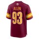 Men's Washington Commanders Jonathan Allen Nike Burgundy Game Jersey