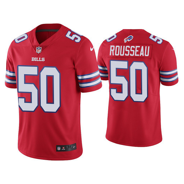 Men's Buffalo Bills #50 Gregory Rousseau Nike Vapor Limited Red NFL Jersey