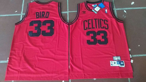 Men's Boston Celtics #33 Larry Bird Red Throwback Stitched Mens NBA Jersey