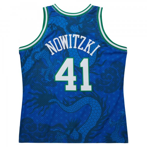 Men's Dallas Mavericks Dirk Nowitzki Mitchell & Ness Blue 1998-2019 Hardwood Classics Asian Heritage 6.0 Swingman Throwback Player Jersey