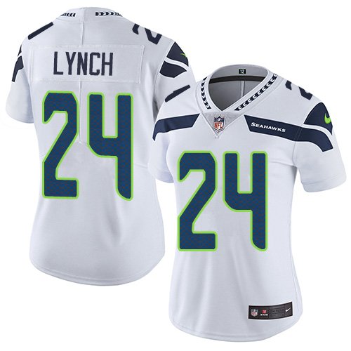 Nike Seattle Seahawks #24 Marshawn Lynch White Women's Stitched NFL Vapor Untouchable Limited Jersey