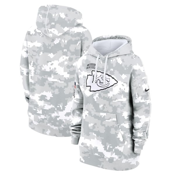 Youth Nike Arctic Camo Kansas City Chiefs 2024 Salute To Service Club Fleece Pullover Hoodie