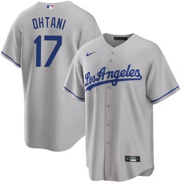 Men's Los Angeles Dodgers #17 Shohei Ohtani Gray Alternate MLB Cool Base Jersey