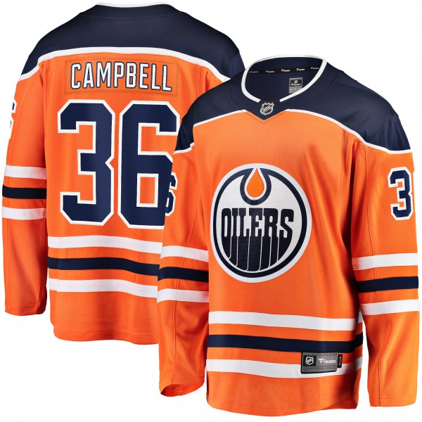 Men's Edmonton Oilers Jack Campbell Fanatics Orange Home Breakaway Player Jersey