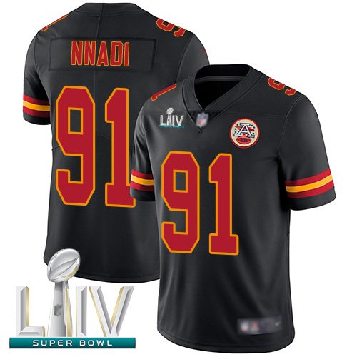 Kansas City Chiefs #91 Derrick Nnadi Black Super Bowl LIV Bound Men's Stitched NFL Limited Rush Jersey