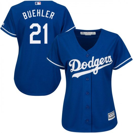 Women's Majestic Los Angeles Dodgers #21 Walker Buehler Replica Royal Cool Base Alternate MLB Jersey