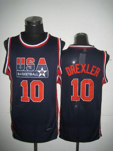 Men's Team USA #10 Clyde Drexler Dark Blue 2012 USA Basketball Retro Stitched NBA Jersey