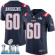 Men's Nike NFL New England Patriots #60 David Andrews Limited Navy Blue Rush Vapor Untouchable Super Bowl LII Jersey