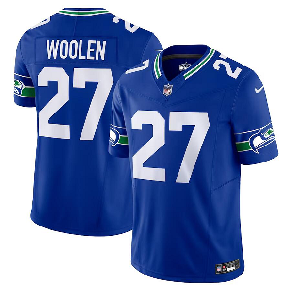 Men's Seattle Seahawks #27 Tariq Woolen Nike Royal Throwback Vapor F.U.S.E. Limited Jersey