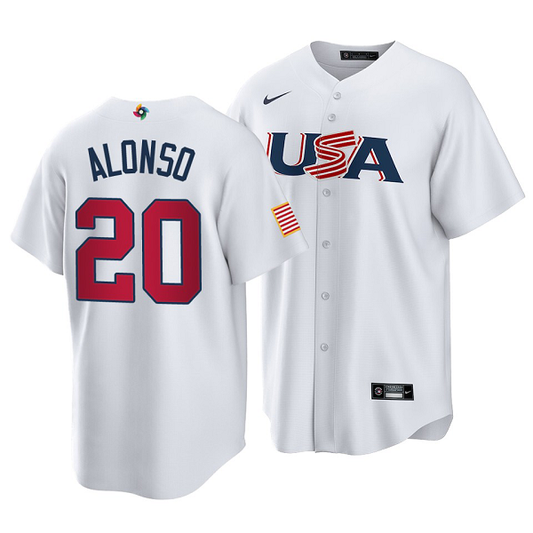 New York Mets #20 Pete Alonso 2023 World Baseball Classic White  Men's USA Jersey