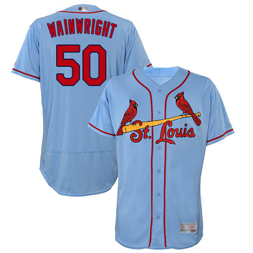 St. Louis Cardinals #50 Adam Wainwright Light Blue Flexbase Collection Stitched MLB Jersey