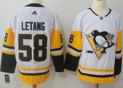 Adidas Pittsburgh Penguins #58 Kris Letang White Road Stitched NHL Jersey